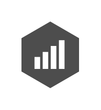 Hexagonal icon showing bar graph